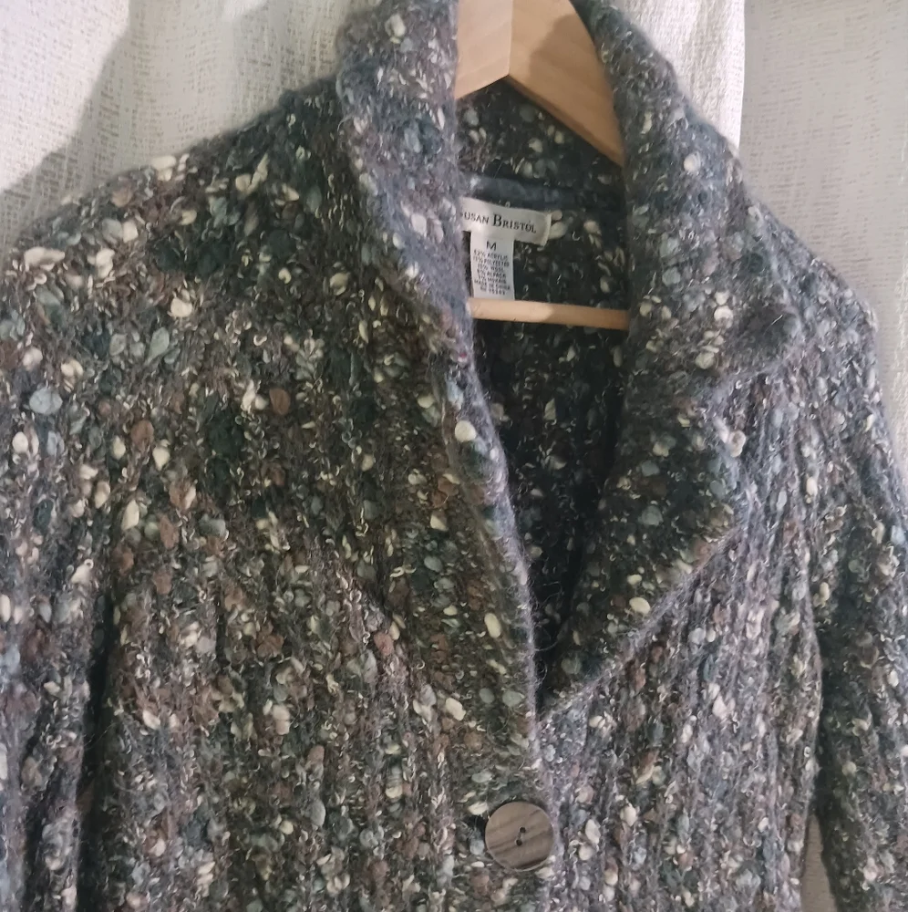 Susan Bristol Alpaca Wool Mohair sweater cardigan womens medium super soft! - Picture 2 of 9